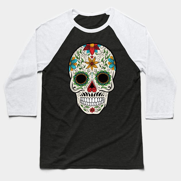 Off White Sugar Skull Graphic Design Baseball T-Shirt by Mr.TrendSetter